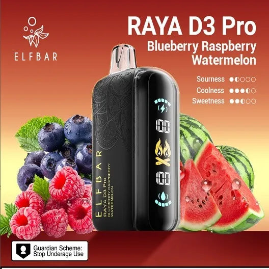 Elf Bar Raya D3 Pro 30K Blueberry Raspberry Watermelon 30000 Puffs - the Vape Shop Delhi