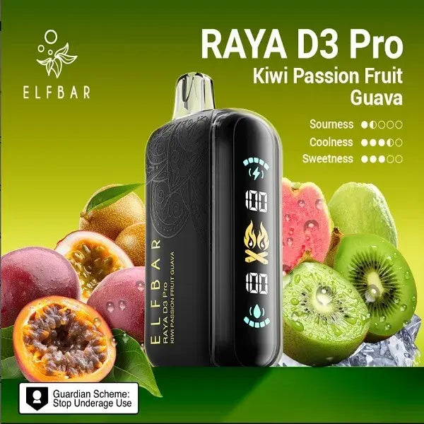 Elf Bar Raya D3 Pro – Kiwi Passion Fruit Guava - Vape Shop Delhi